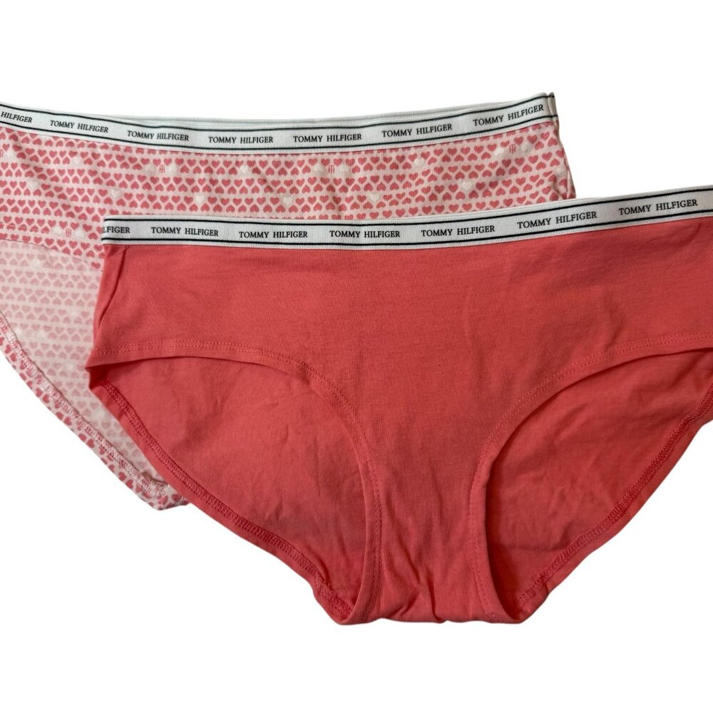 New Tommy Hilfiger Hipster Bikini Panty Underwear Pink Hearts Women's M 2 Pack